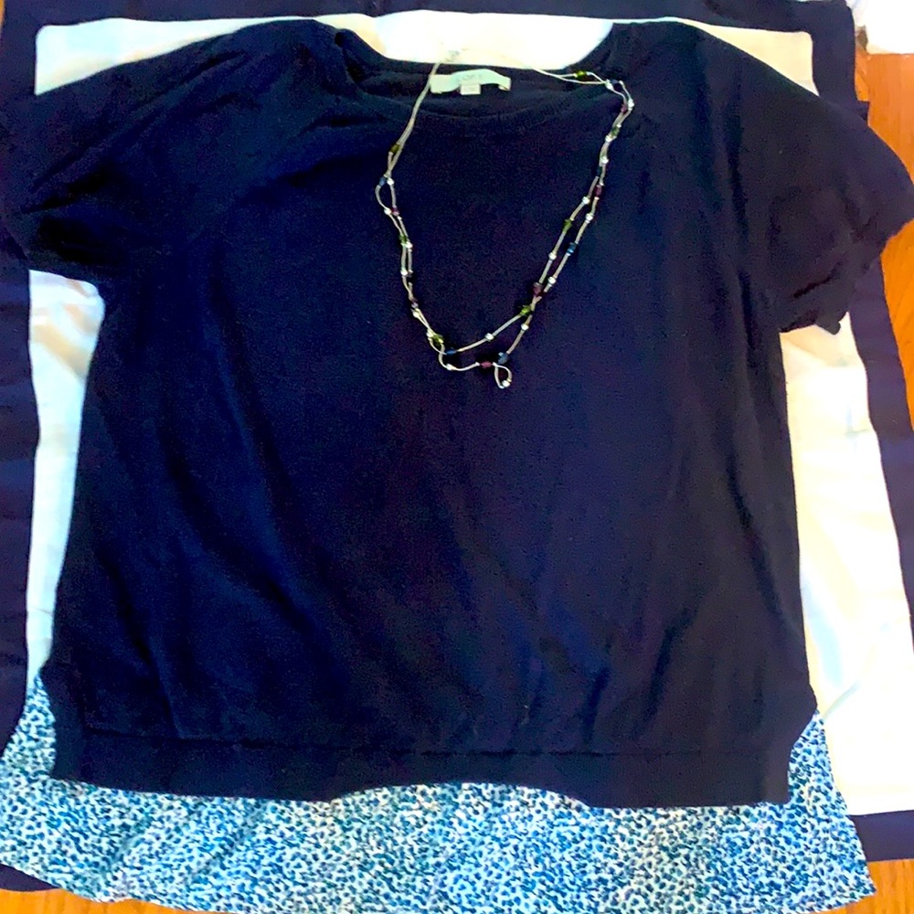 GUC LOFT XL SS navy blue light weight sweater